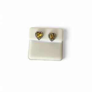 Yellow Heart Stud 925 Sterling Silver Earrings
